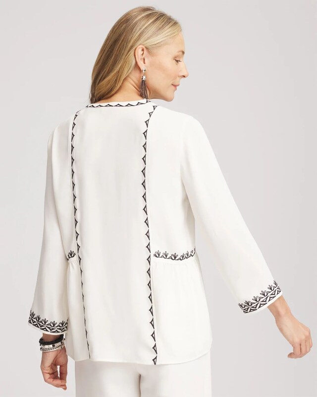 Satin Embroidered Blouse - image 3
